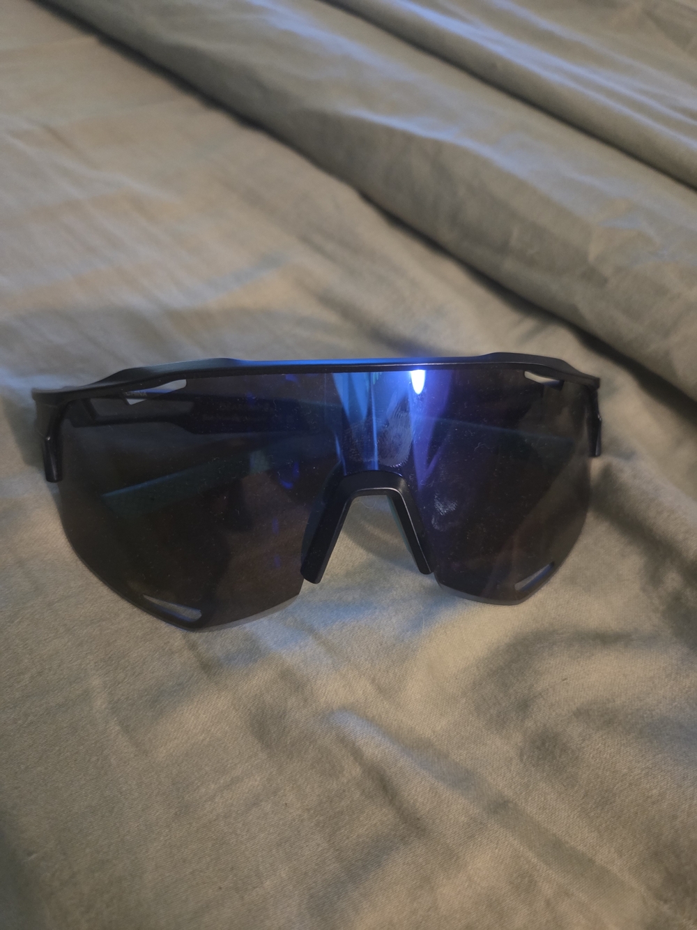 Sport Shield Sunglasses with Blue Mirrored Lens